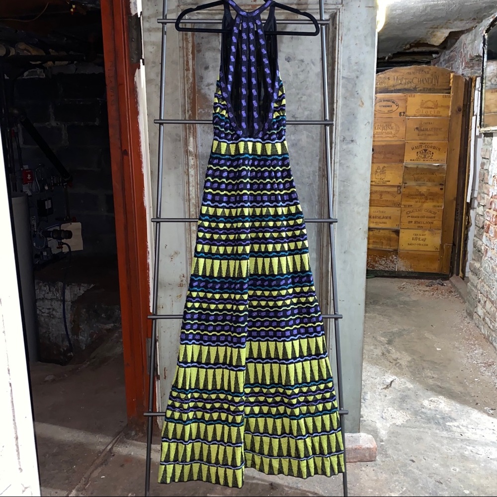 Missoni Lime Black Zig Zag Metallic Gown Dress - Picture 3 of 8